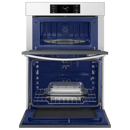 Samsung Bespoke 30 inch Self + Steam Cleaning Air Fry Smart Compatible Microwave Wall Oven Combo ( White Glass )