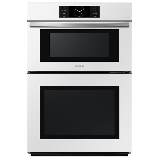 Samsung Bespoke 30 inch Self + Steam Cleaning Air Fry Smart Compatible Microwave Wall Oven Combo ( White Glass )