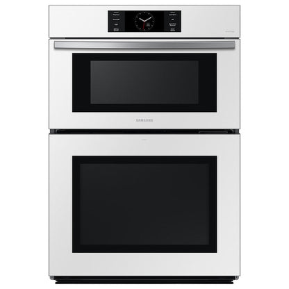 Samsung Bespoke 30 inch Self + Steam Cleaning Air Fry Smart Compatible Microwave Wall Oven Combo ( White Glass )