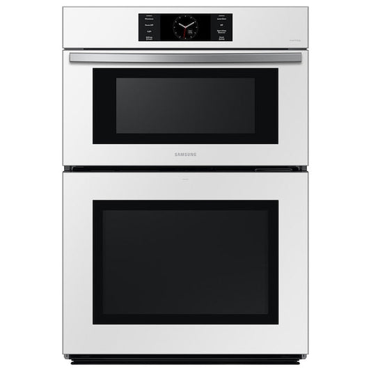 Samsung Bespoke 30 inch Self + Steam Cleaning Air Fry Smart Compatible Microwave Wall Oven Combo ( White Glass )
