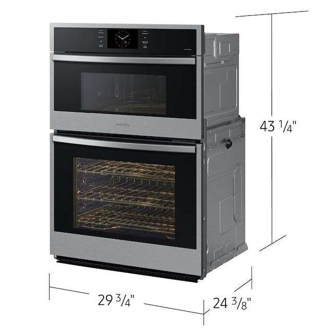 Samsung 30 inch Self + Steam Cleaning Air Fry Smart Compatible Microwave Wall Oven Combo ( Stainless Steel )
