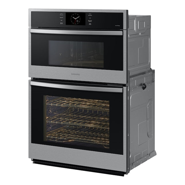 Samsung 30 inch Self + Steam Cleaning Air Fry Smart Compatible Microwave Wall Oven Combo ( Stainless Steel )