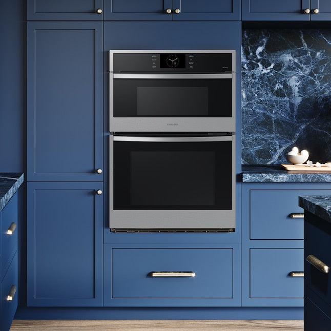 Samsung 30 inch Self + Steam Cleaning Air Fry Smart Compatible Microwave Wall Oven Combo ( Stainless Steel )