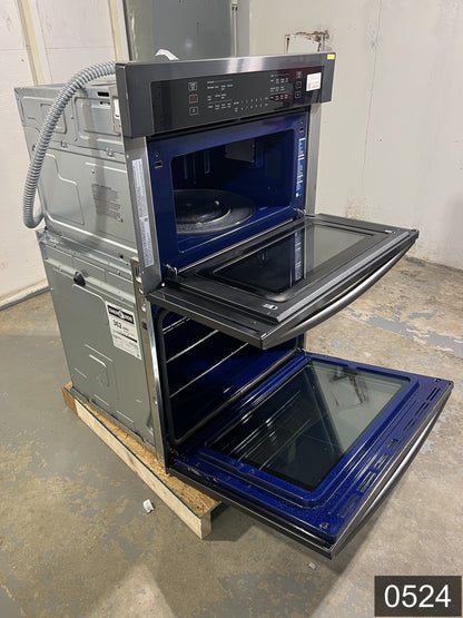 Samsung 30 inch Self + Steam Cleaning Smart Compatible Microwave Wall Oven Combo ( Fingerprint Resistant Black Stainless Steel )