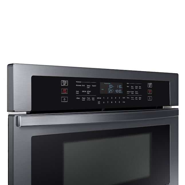 Samsung 30 inch Self + Steam Cleaning Smart Compatible Microwave Wall Oven Combo ( Fingerprint Resistant Black Stainless Steel )