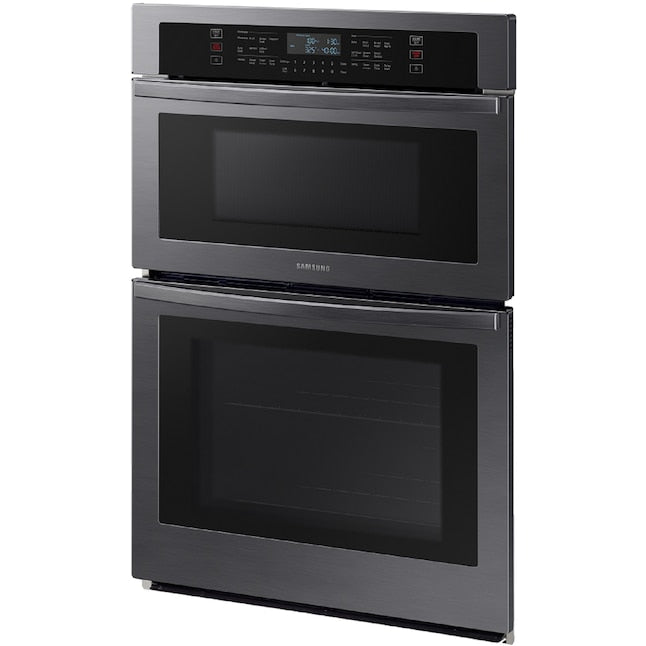 Samsung 30 inch Self + Steam Cleaning Smart Compatible Microwave Wall Oven Combo ( Fingerprint Resistant Black Stainless Steel )