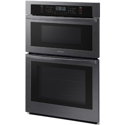 Samsung 30 inch Self + Steam Cleaning Smart Compatible Microwave Wall Oven Combo ( Fingerprint Resistant Black Stainless Steel )