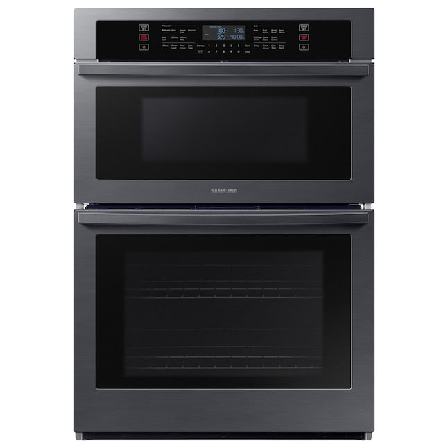 Samsung 30 inch Self + Steam Cleaning Smart Compatible Microwave Wall Oven Combo ( Fingerprint Resistant Black Stainless Steel )