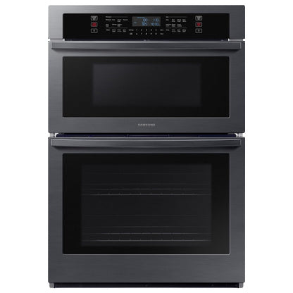 Samsung 30 inch Self + Steam Cleaning Smart Compatible Microwave Wall Oven Combo ( Fingerprint Resistant Black Stainless Steel )