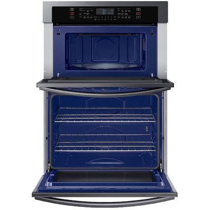 Samsung 30 inch Self + Steam Cleaning Smart Compatible Microwave Wall Oven Combo ( Fingerprint Resistant Black Stainless Steel )