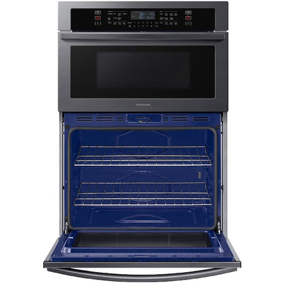 Samsung 30 inch Self + Steam Cleaning Smart Compatible Microwave Wall Oven Combo ( Fingerprint Resistant Black Stainless Steel )