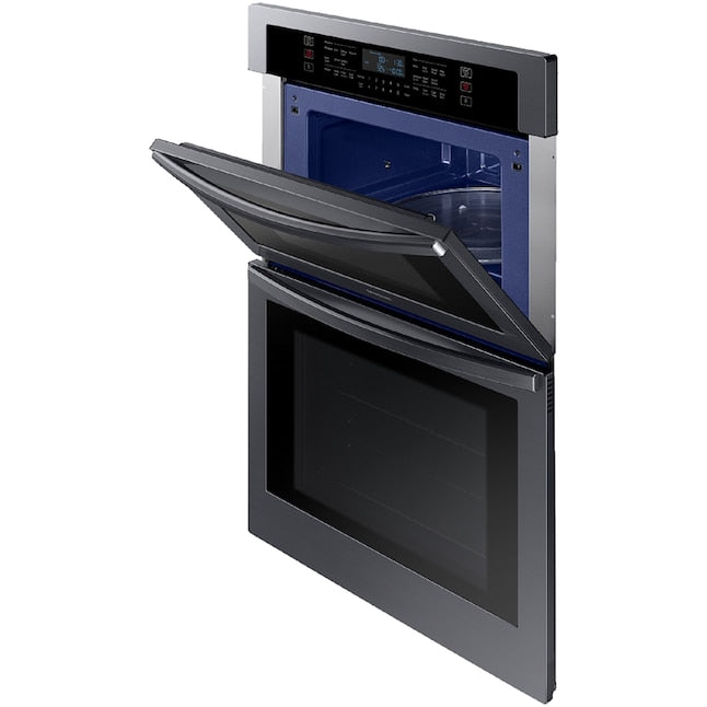 Samsung 30 inch Self + Steam Cleaning Smart Compatible Microwave Wall Oven Combo ( Fingerprint Resistant Black Stainless Steel )