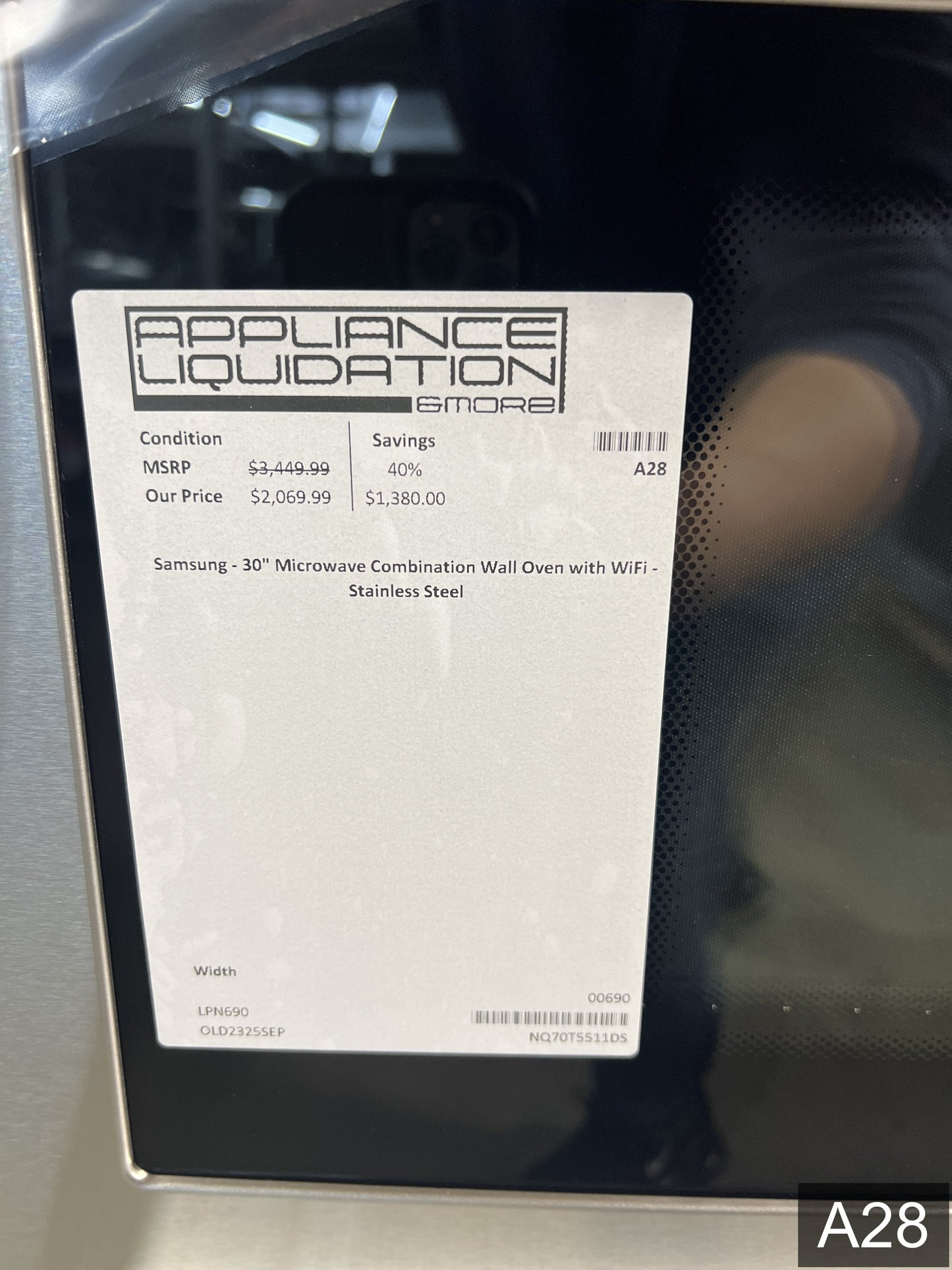 Samsung 30 inch Self + Steam Cleaning Smart Compatible Microwave Wall Oven Combo ( Stainless Steel )