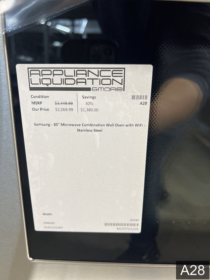 Samsung 30 inch Self + Steam Cleaning Smart Compatible Microwave Wall Oven Combo ( Stainless Steel )