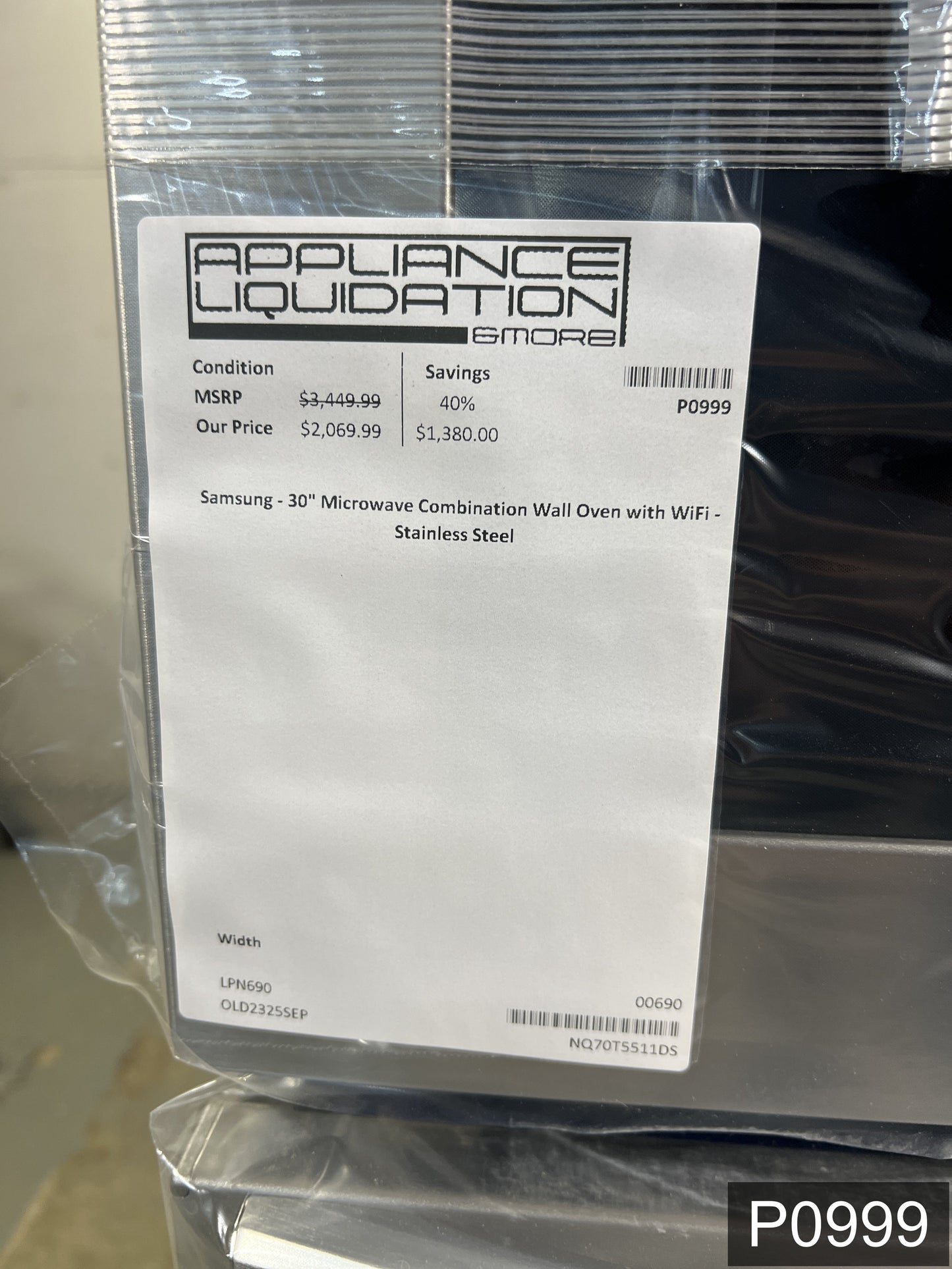 Samsung 30 inch Self + Steam Cleaning Smart Compatible Microwave Wall Oven Combo ( Stainless Steel )