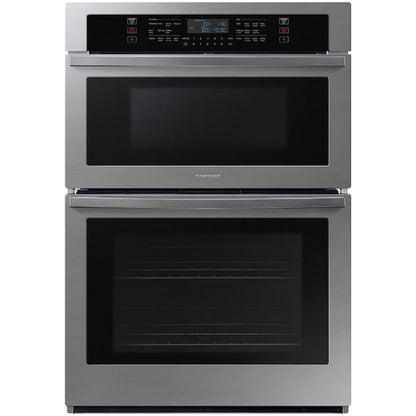 Samsung 30 inch Self + Steam Cleaning Smart Compatible Microwave Wall Oven Combo ( Stainless Steel )