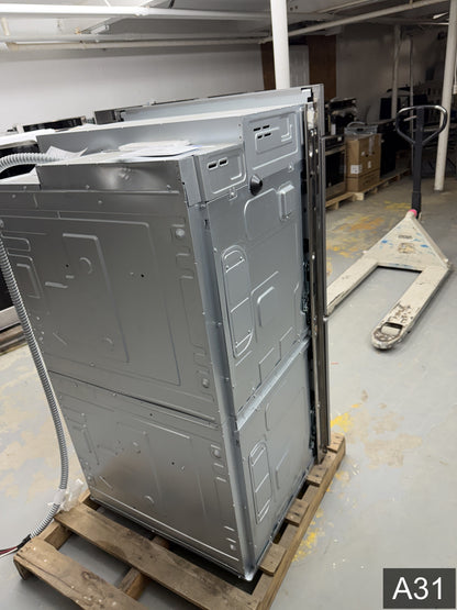 Samsung Bespoke 30 inch Smart Compatible Double Electric Wall Oven with Air Fry Self + Steam Cleaning ( White Glass )