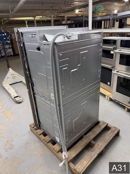 Samsung Bespoke 30 inch Smart Compatible Double Electric Wall Oven with Air Fry Self + Steam Cleaning ( White Glass )