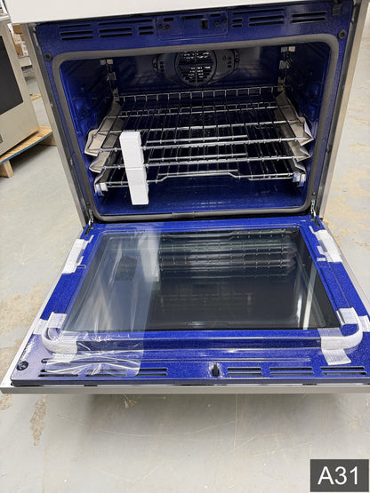 Samsung Bespoke 30 inch Smart Compatible Double Electric Wall Oven with Air Fry Self + Steam Cleaning ( White Glass )