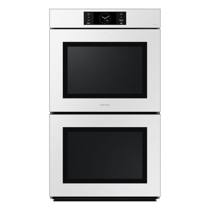 Samsung Bespoke 30 inch Smart Compatible Double Electric Wall Oven with Air Fry Self + Steam Cleaning ( White Glass )