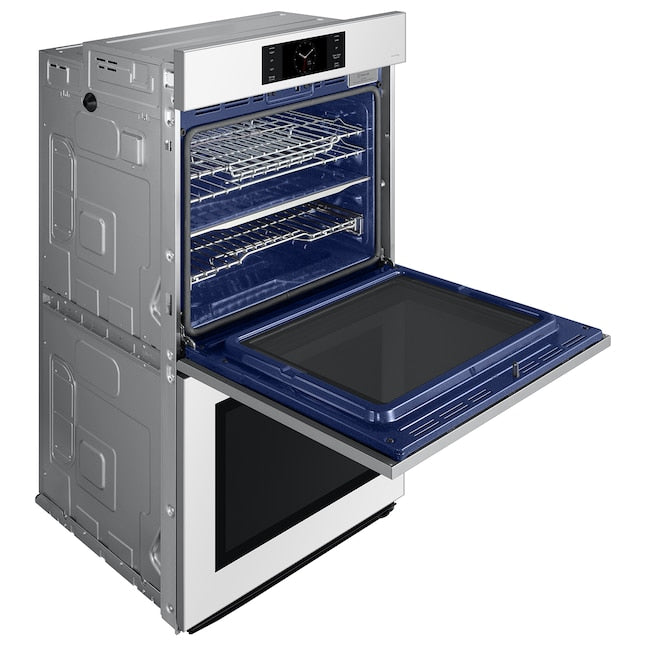 Samsung Bespoke 30 inch Smart Compatible Double Electric Wall Oven with Air Fry Self + Steam Cleaning ( White Glass )