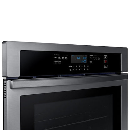 Samsung 30 inch Smart Compatible Single Electric Wall Oven Self + Steam Cleaning ( Fingerprint Resistant Black Stainless Steel )