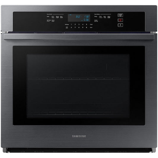 Samsung 30 inch Smart Compatible Single Electric Wall Oven Self + Steam Cleaning ( Fingerprint Resistant Black Stainless Steel )