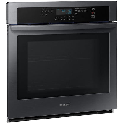 Samsung 30 inch Smart Compatible Single Electric Wall Oven Self + Steam Cleaning ( Fingerprint Resistant Black Stainless Steel )