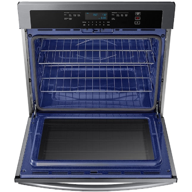 Samsung 30 inch Smart Compatible Single Electric Wall Oven Self + Steam Cleaning ( Fingerprint Resistant Black Stainless Steel )