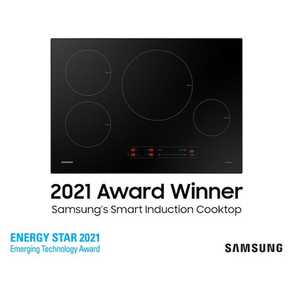 Samsung 30-in 4 burners Black Smart Compatible Induction Cooktop