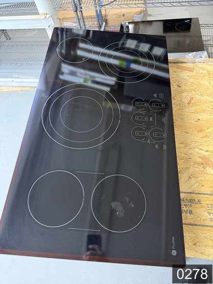 GE Profile 36-in 5 burners Smooth surface Black Smart Compatible Electric Cooktop