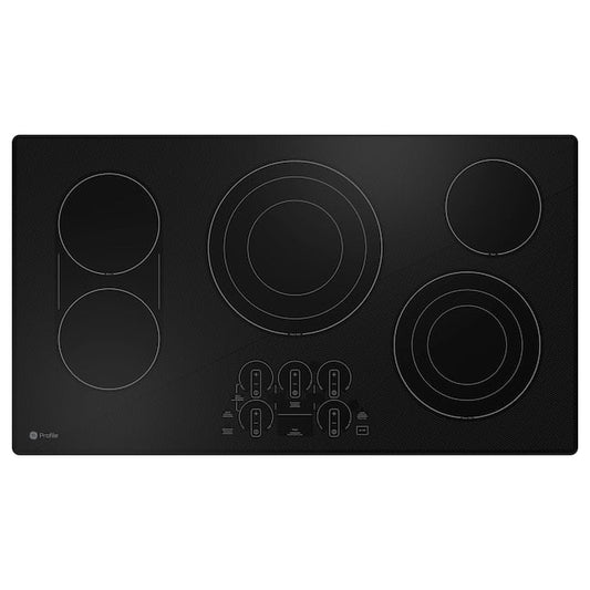 GE Profile 36-in 5 burners Smooth surface Black Smart Compatible Electric Cooktop