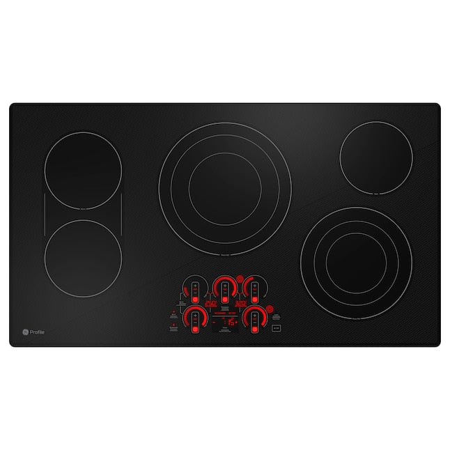 GE Profile 36-in 5 burners Smooth surface Black Smart Compatible Electric Cooktop
