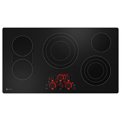 GE Profile 36-in 5 burners Smooth surface Black Smart Compatible Electric Cooktop