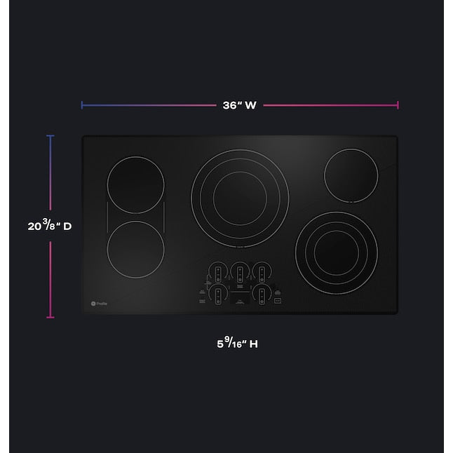 GE Profile 36-in 5 burners Smooth surface Black Smart Compatible Electric Cooktop