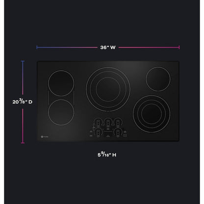 GE Profile 36-in 5 burners Smooth surface Black Smart Compatible Electric Cooktop