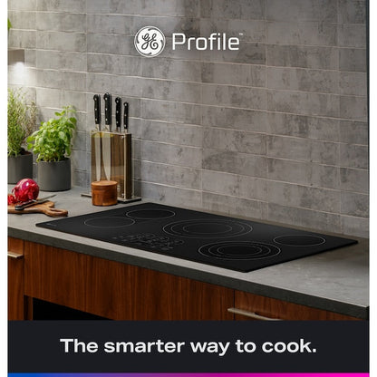 GE Profile 36-in 5 burners Smooth Surface (Radiant) Black Smart Compatible Electric Cooktop