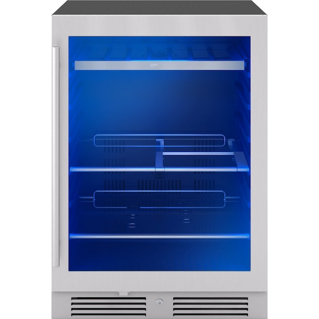 Zephyr Presrv 24-in W 108 -Can Capacity Presrv Stainless Steel + Glass Built-in/Freestanding Indoor Beverage Refrigerator with Glass Door