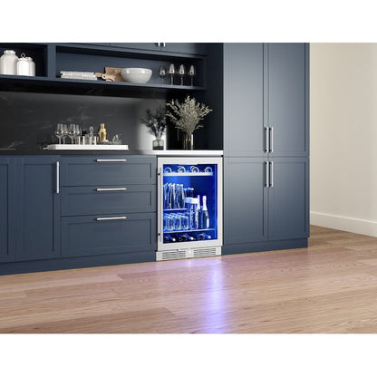 Zephyr Presrv 24-in W 108 -Can Capacity Presrv Stainless Steel + Glass Built-in/Freestanding Indoor Beverage Refrigerator with Glass Door