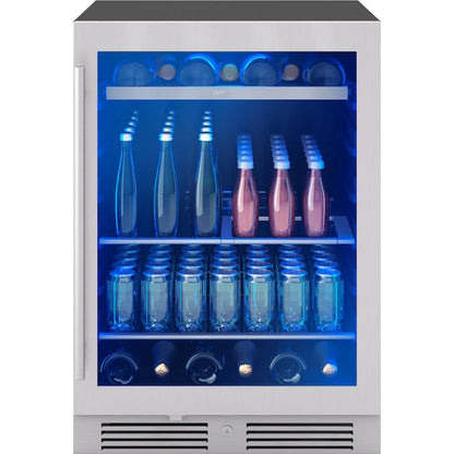 Zephyr Presrv 24-in W 108 -Can Capacity Presrv Stainless Steel + Glass Built-in/Freestanding Indoor Beverage Refrigerator with Glass Door