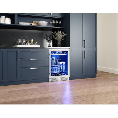 Zephyr Presrv 24-in W 108 -Can Capacity Presrv Stainless Steel + Glass Built-in/Freestanding Indoor Beverage Refrigerator with Glass Door