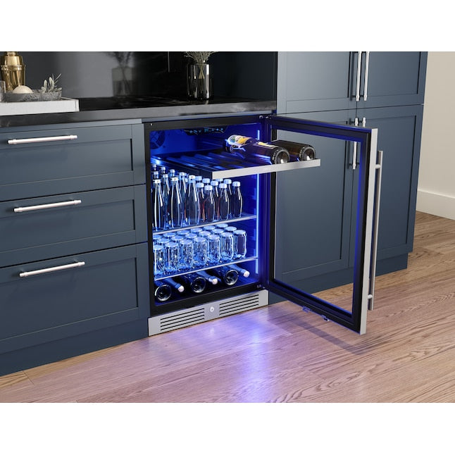 Zephyr Presrv 24-in W 108 -Can Capacity Presrv Stainless Steel + Glass Built-in/Freestanding Indoor Beverage Refrigerator with Glass Door