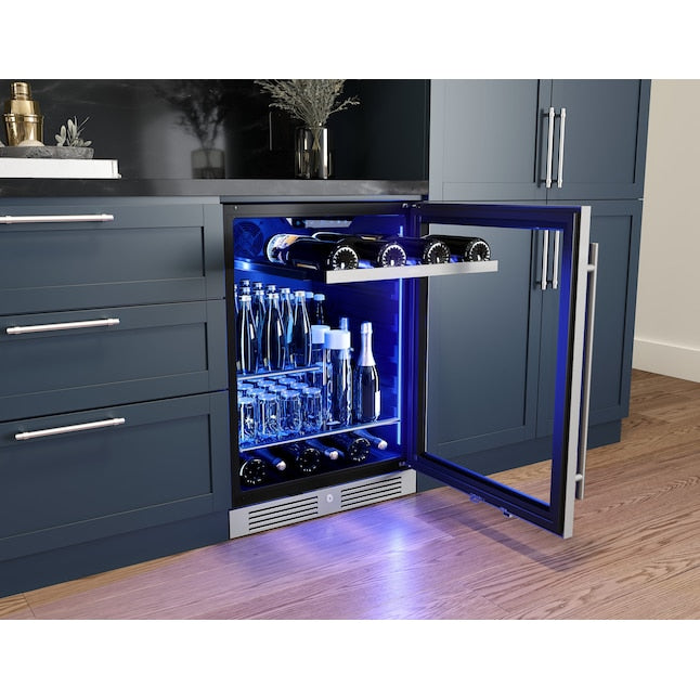 Zephyr Presrv 24-in W 108 -Can Capacity Presrv Stainless Steel + Glass Built-in/Freestanding Indoor Beverage Refrigerator with Glass Door