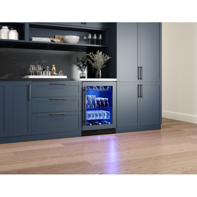 Zephyr Presrv 24-in W 108 -Can Capacity Panel Ready + Glass Built-in/Freestanding Indoor Beverage Refrigerator with Glass Door