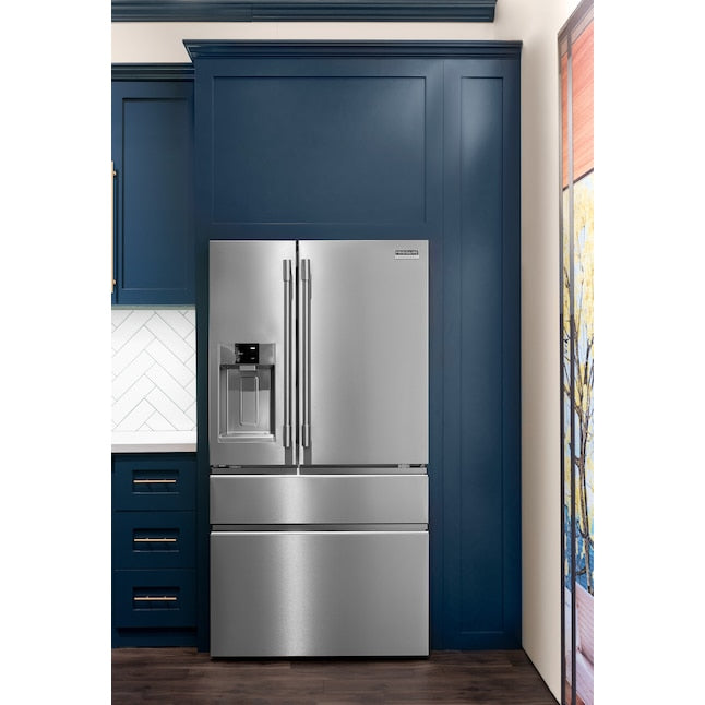 Frigidaire Professional Counter-Depth 21.4-cu ft 4 -Door French Door Refrigerator with Dual Ice Maker with Water and Ice Dispenser ( Smudge-Proof Stainless Steel ) ENERGY STAR Certified