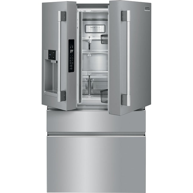 Frigidaire Professional Counter-Depth 21.4-cu ft 4 -Door French Door Refrigerator with Dual Ice Maker with Water and Ice Dispenser ( Smudge-Proof Stainless Steel ) ENERGY STAR Certified