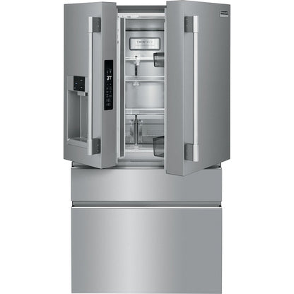 Frigidaire Professional Counter-Depth 21.4-cu ft 4 -Door French Door Refrigerator with Dual Ice Maker with Water and Ice Dispenser ( Smudge-Proof Stainless Steel ) ENERGY STAR Certified
