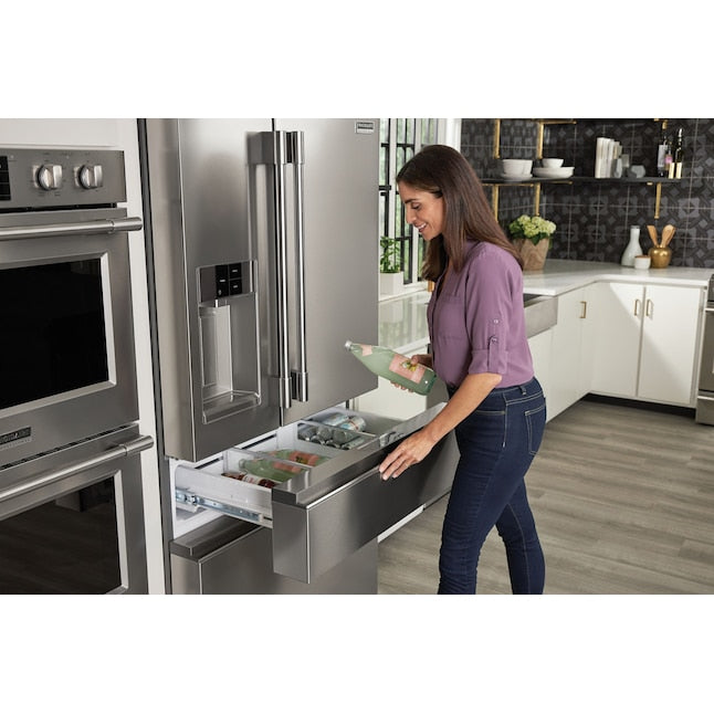 Frigidaire Professional Counter-Depth 21.4-cu ft 4 -Door French Door Refrigerator with Dual Ice Maker with Water and Ice Dispenser ( Smudge-Proof Stainless Steel ) ENERGY STAR Certified