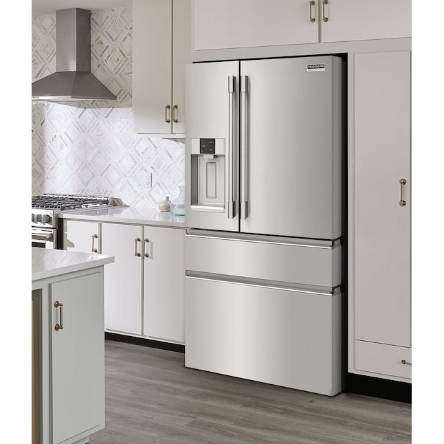 Frigidaire Professional Counter-Depth 21.4-cu ft 4 -Door French Door Refrigerator with Dual Ice Maker with Water and Ice Dispenser ( Smudge-Proof Stainless Steel ) ENERGY STAR Certified