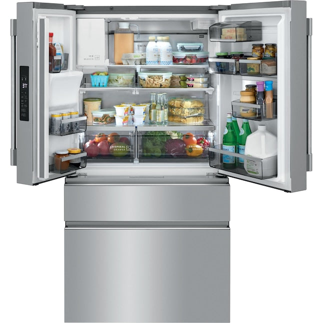 Frigidaire Professional Counter-Depth 21.4-cu ft 4 -Door French Door Refrigerator with Dual Ice Maker with Water and Ice Dispenser ( Smudge-Proof Stainless Steel ) ENERGY STAR Certified